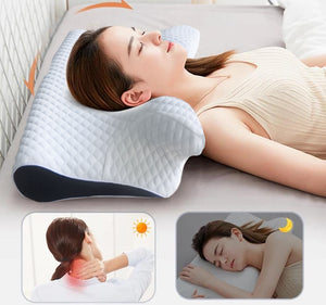 Side Sleeper Pillow for Adults, J Pillow with Ear Hole for Side Sleeping,  Memory